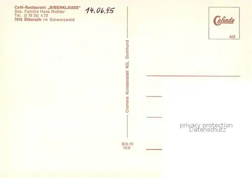AK / Ansichtskarte Biberach_Baden Biberklause Gastraeume Bar Biberach_Baden
