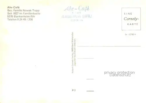 AK / Ansichtskarte Blankenheim_Ahr Ahr Cafe Restaurant Blankenheim_Ahr