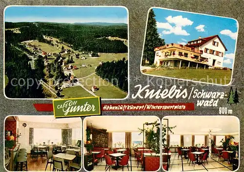AK / Ansichtskarte Kniebis_Freudenstadt Cafe Guenter Fliegeraufnahme Bar Gastraeume Kniebis_Freudenstadt