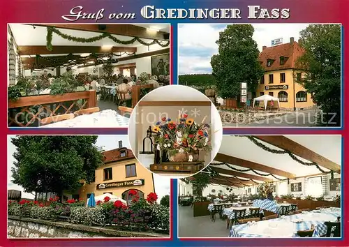 AK / Ansichtskarte Greding Bus Touristik Gasthof Gredinger Fass Speisesaal Terrasse Greding
