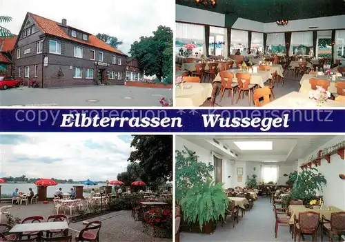 AK / Ansichtskarte Wussegel Restaurant und Cafe Elbterrassen Gastraeume Wussegel