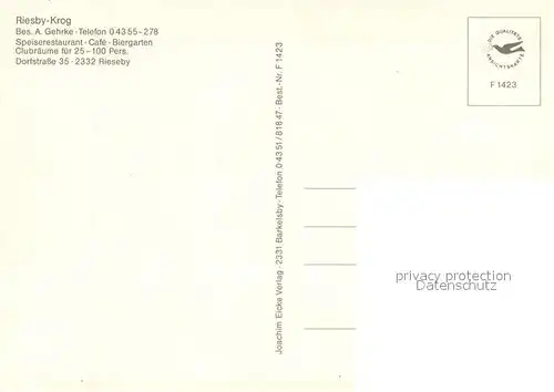 AK / Ansichtskarte Rieseby Riesby Krog Speiserestaurant Cafe Gastraeume Rieseby