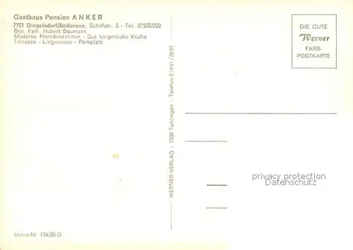 AK / Ansichtskarte Dingelsdorf_Bodensee Gasthaus Pension Anker Gastraeume Dingelsdorf Bodensee