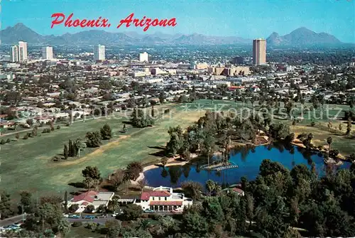 AK / Ansichtskarte Phoenix_Arizona Air view of the North Central Highrise Office Buildings with Camelback Mountain Phoenix Arizona