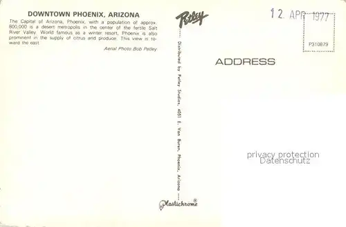 AK / Ansichtskarte Phoenix_Arizona Downtown Phoenix Air view Phoenix Arizona