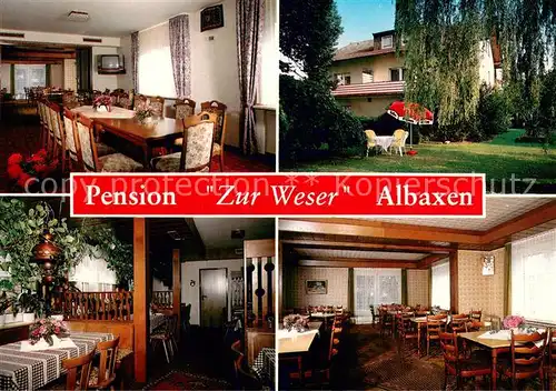 AK / Ansichtskarte Albaxen Pension Zur Weser Gastraeume Garten Albaxen