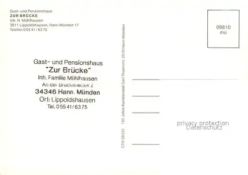 AK / Ansichtskarte Lippoldshausen Gast und Pensionshaus Zur Bruecke Lippoldshausen