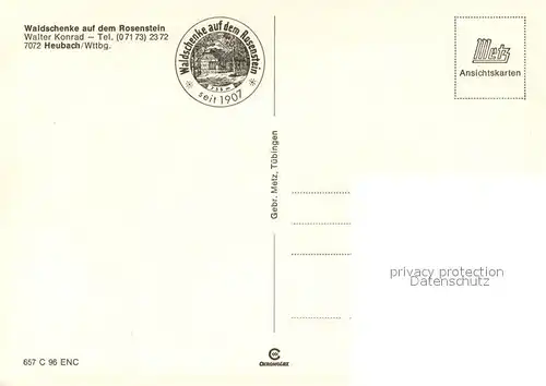 AK / Ansichtskarte Heubach_Wuerttemberg Waldschenke Rosenstein Feuerstelle Gastraum Burgruine Heubach Wuerttemberg