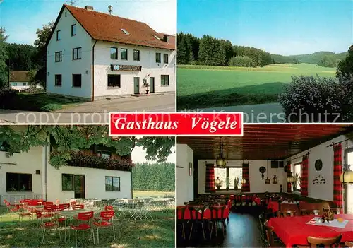 AK / Ansichtskarte Itzlishofen_Schwaben Gasthaus Voegele Panorama Gartenterrasse Gaststube Itzlishofen Schwaben
