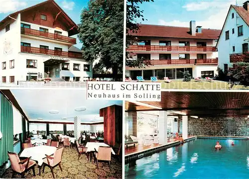 AK / Ansichtskarte Neuhaus_Solling Hotel Schatte Gaststube Hallenbad Neuhaus Solling