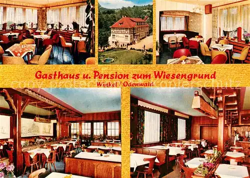 AK / Ansichtskarte Winkel_Odenwald Gasthaus Pension zum Wiesengrund Gastraeume Winkel Odenwald