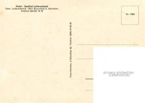 AK / Ansichtskarte Brunnthal_Muenchen Hotel Gasthof Lutterschmid Gastraeume Brunnthal Muenchen