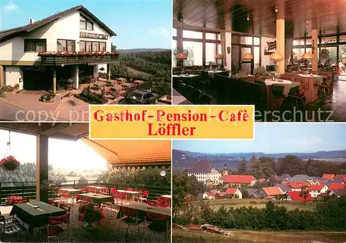 AK / Ansichtskarte Trockau Gasthof Pension Cafe Loeffler Gastraeume Terrasse Trockau