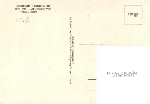 AK / Ansichtskarte Frath_Viechtach Gutsgasthof und Pension Geiger Gaststube Frath Viechtach