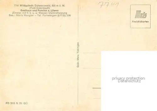 AK / Ansichtskarte Wildgutach Gasthaus und Pension zum Loewen Gastraeume Panorama Wildgutach