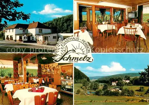 AK / Ansichtskarte Huettenthal_Mossautal Gasthaus Pension Zur Schmelz Gastraeume Panorama Huettenthal Mossautal