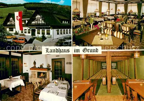 AK / Ansichtskarte Lennestadt Landhaus im Grund Gaststube Kaminzimmer Kegelbahn Lennestadt