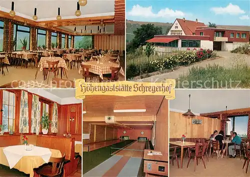 AK / Ansichtskarte Hessigheim Hoehengaststaette Schreyerhof Gastraeume Bowlingbahn Hessigheim