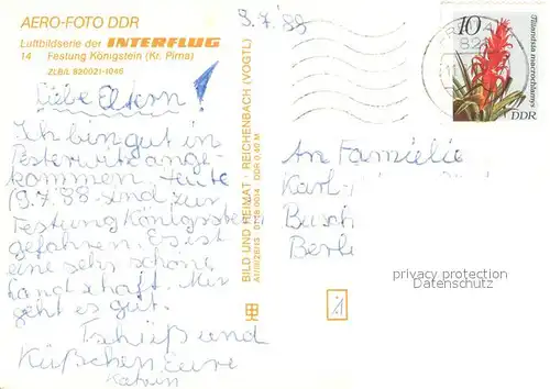 AK / Ansichtskarte Koenigstein_Saechsische_Schweiz Festung Luftbildserie der Interflug Koenigstein_Saechsische