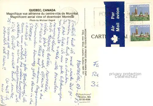 AK / Ansichtskarte Montreal_Quebec Aerial view of downtown Montreal Montreal Quebec