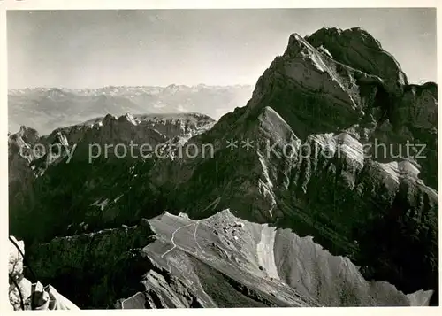 AK / Ansichtskarte Alpstein_GR Gebirgspanorama Lisengrat Rotsteinpass und Altmann 