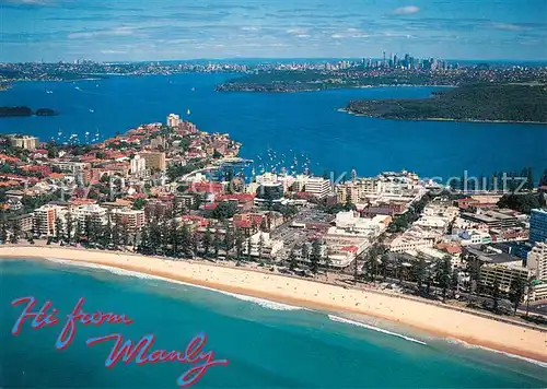 AK / Ansichtskarte Sydney_New_South_Wales Aerial view of Manly Beach Manly and Sydney Harbour Sydney_New_South_Wales