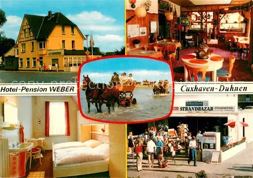 AK / Ansichtskarte Duhnen_Cuxhaven Hotel Pension Weber Gaststube Zimmer Strandbazar 