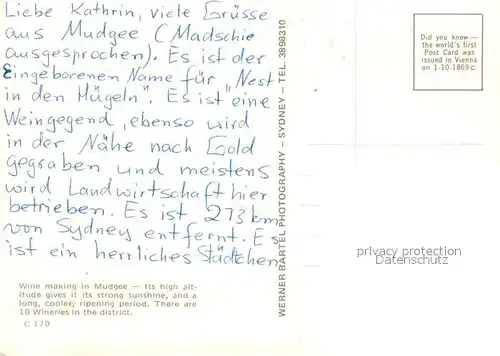 AK / Ansichtskarte Mudgee Wine making in Mudgee Panorama Mudgee