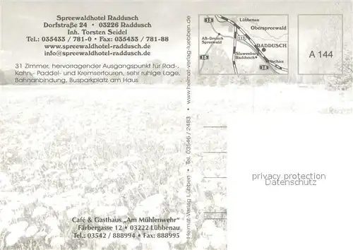 AK / Ansichtskarte Raddusch Spreewaldhotel Raddusch Terrasse Spreewaldpartien Raddusch