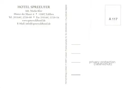 AK / Ansichtskarte Luebben_Spreewald Hotel Spreeufer Spreewaldpartien Gastraum Luebben Spreewald