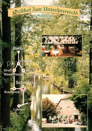 AK / Ansichtskarte Schlepzig Gasthof Zum Unterspreewald Gaststube Terrasse Schlepzig