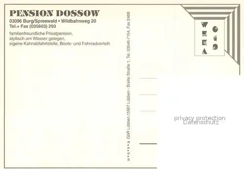AK / Ansichtskarte Burg_Spreewald Pension Dossow Zimmer Spreepartie Burg Spreewald