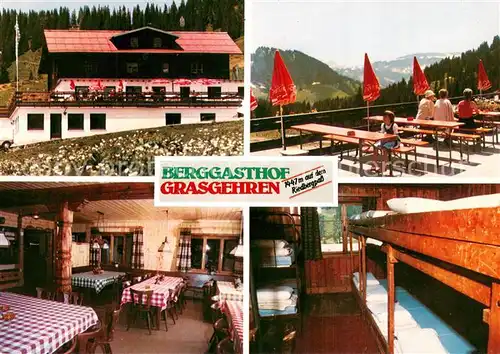 AK / Ansichtskarte Obermaiselstein Berggasthof Grasgehren Terrasse Gaststube Zimmer Obermaiselstein