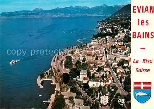 AK / Ansichtskarte Evian les Bains_74 Vue aerienne Au fond la rive Suisse 