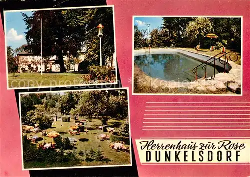 AK / Ansichtskarte Dunkelsdorf Hotel Restaurant Herrenhaus zur Rose Park Pool Dunkelsdorf
