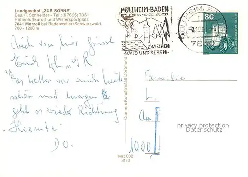 AK / Ansichtskarte Marzell Landgasthof Zur Sonne Sonnenkeller Bar Gastraeume Marzell