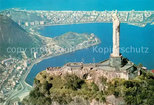 AK / Ansichtskarte Rio_de_Janeiro Vista aerea do Corcovado com Lagoa Rodrigo de Freitas ao fundo Rio_de_Janeiro