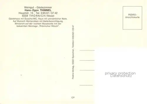 AK / Ansichtskarte Thoernich Weingut Thimmel Gaststube Weinkeller Thoernich