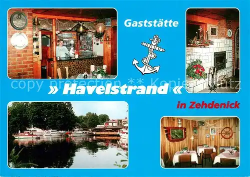 AK / Ansichtskarte Zehdenick Gaststaette Hafelstrand Theke Gaststube Fahrgastschiffe Zehdenick