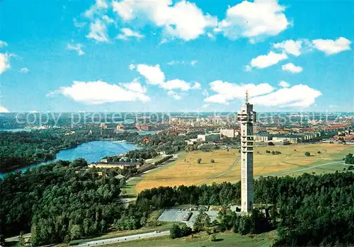 AK / Ansichtskarte Stockholm Air panorama over the Kaknaes Tower and the city Stockholm