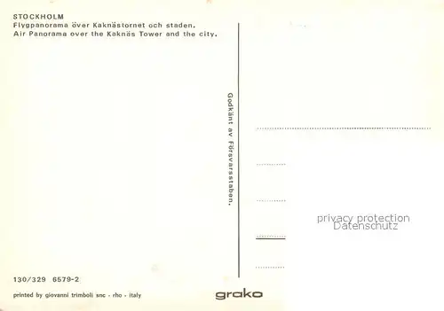 AK / Ansichtskarte Stockholm Air panorama over the Kaknaes Tower and the city Stockholm