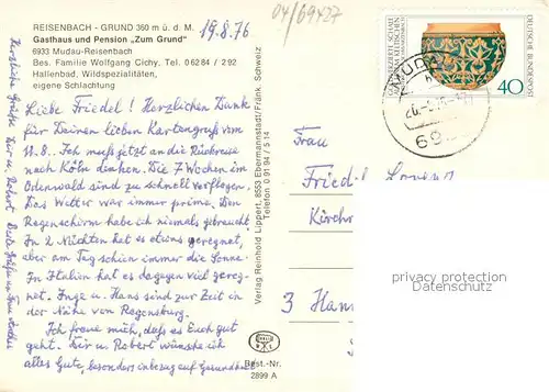 AK / Ansichtskarte Reisenbach Gasthaus Pension Zum Grund Gaststube Hallenbad Terrasse Reisenbach