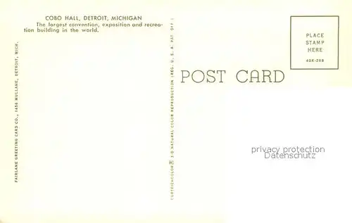 AK / Ansichtskarte Detroit_Michigan Cobo Hall convention exposition and recreation building 