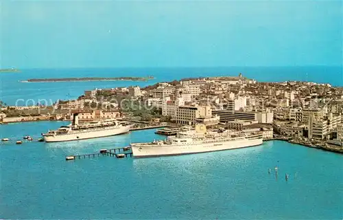 AK / Ansichtskarte San_Juan_Puerto_Rico Harbour with the old Spanish City aerial view San_Juan_Puerto_Rico