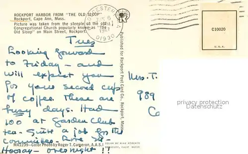 AK / Ansichtskarte Rockport_Massachusetts Rockport Harbor as seen from The old Sloop 