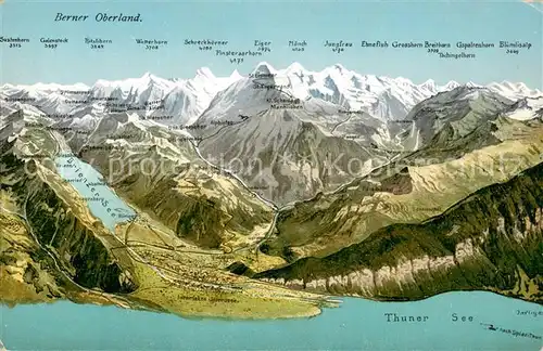 AK / Ansichtskarte Interlaken_BE Panorama Berner Oberland Thunersee Brienzersee Berner Alpen aus der Vogelperspektive Interlaken_BE