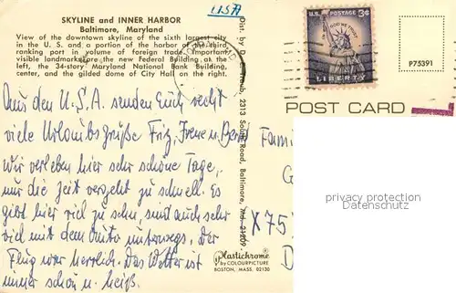 AK / Ansichtskarte Baltimore_Maryland Skyline and inner harbour 