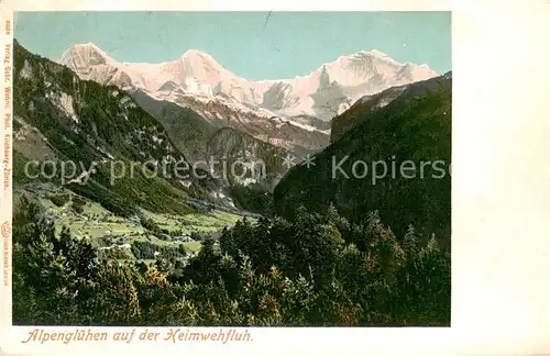 AK / Ansichtskarte Heimwehfluh_BE Panorama Alpengluehen Berner Alpen 