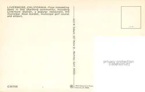 AK / Ansichtskarte Livermore_California Livermore Station Restaurant Municipal rose garden Golf Course Airport Livermore California