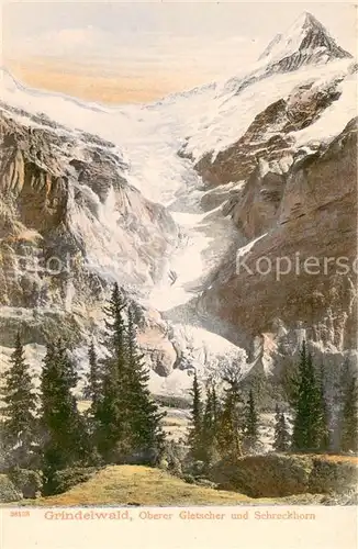 AK / Ansichtskarte Grindelwald Oberer Gletscher und Schreckhorn Berner Alpen Grindelwald